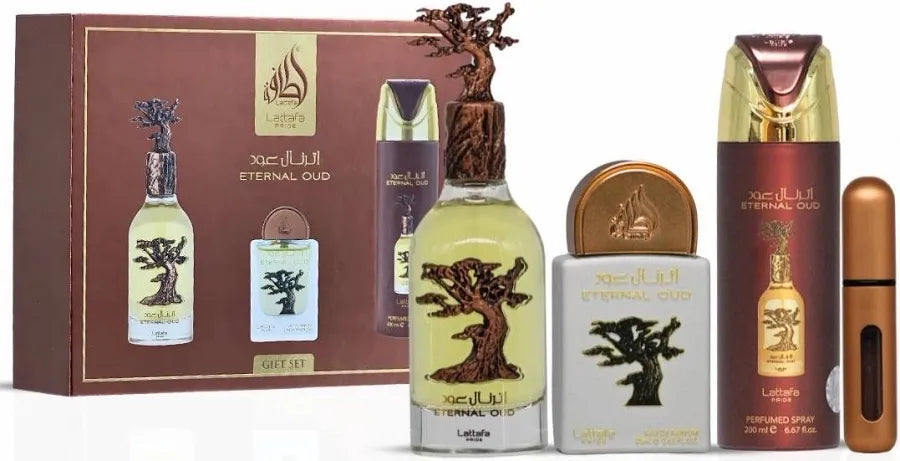 Lattafa Pride Eternal Oud 3pc Set with Travel Atomizer